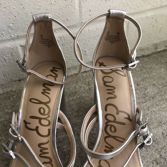Sam Edelman Tammie Silver Ankle Strap Sandals - Picture 3 of 12
